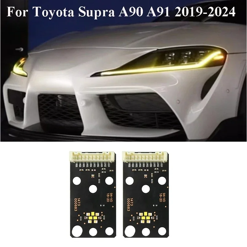 

DRL Boards For 2020-2024 Toyota GR Supra A90 A91 2021 2022 Lemon Yellow LED Headlight Modules Chip Daytime Running Lights