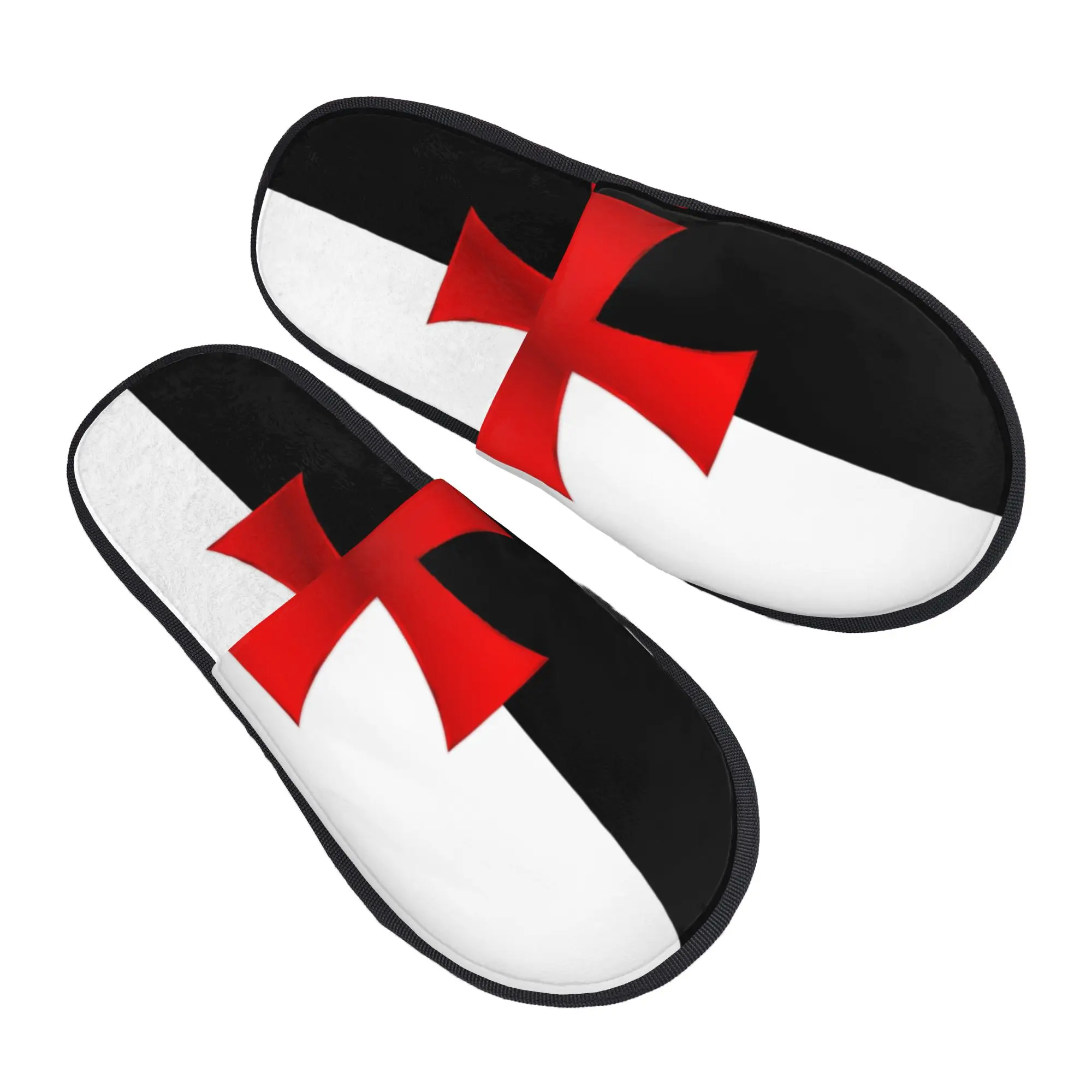 Chaussons en mousse à mémoire de forme, motif croix de Jérusalem des Templiers, symbole de guerrier médiéval, chaussons de maison, chaussons de chambre, chaussures de couple