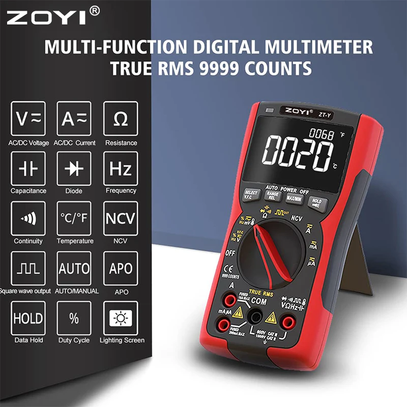 Imagem -02 - Zoyi-high-precision Faixa Automática Multifuncional Multímetro Digital Anti-burn Inteligente Zt-y Manutenção Eletricista