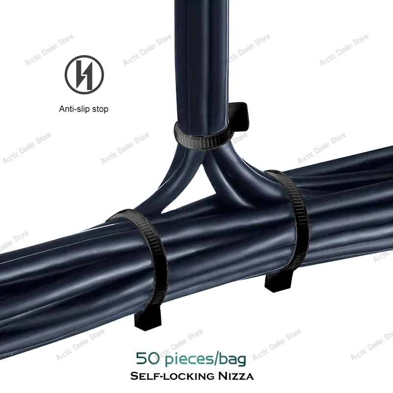 Tự Khóa Nhựa Nylon Thắt 50 Miếng Đen 3X150Mm Vỏ Dây Cáp Cách Đi Vòng Công Nghiệp Cáp thắt Vỏ Dây Cáp Bộ