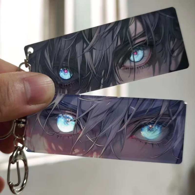 2Pcs/Pack Cartoon Pendant Eye Card Reflective Aurora Luminous Toys Anime Keychain Decoration Key Ring Bag Charm Gifts