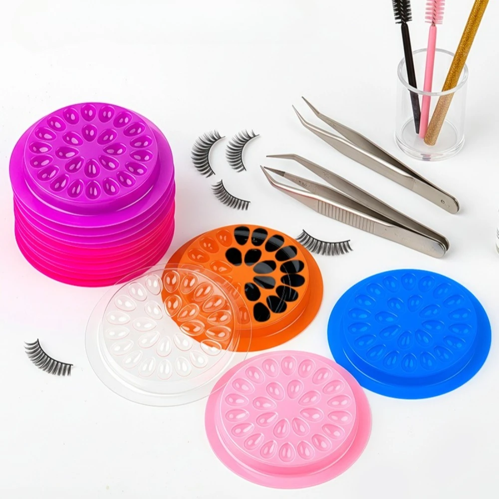 50 Stück Wimpernkleberhalter, falsche Tabletts, Wimpernverlängerung, Kleberpalette, Wimpernpalette, Pfropfpads, Kunststoff, rosa Tablett für Frauen und Mädchen