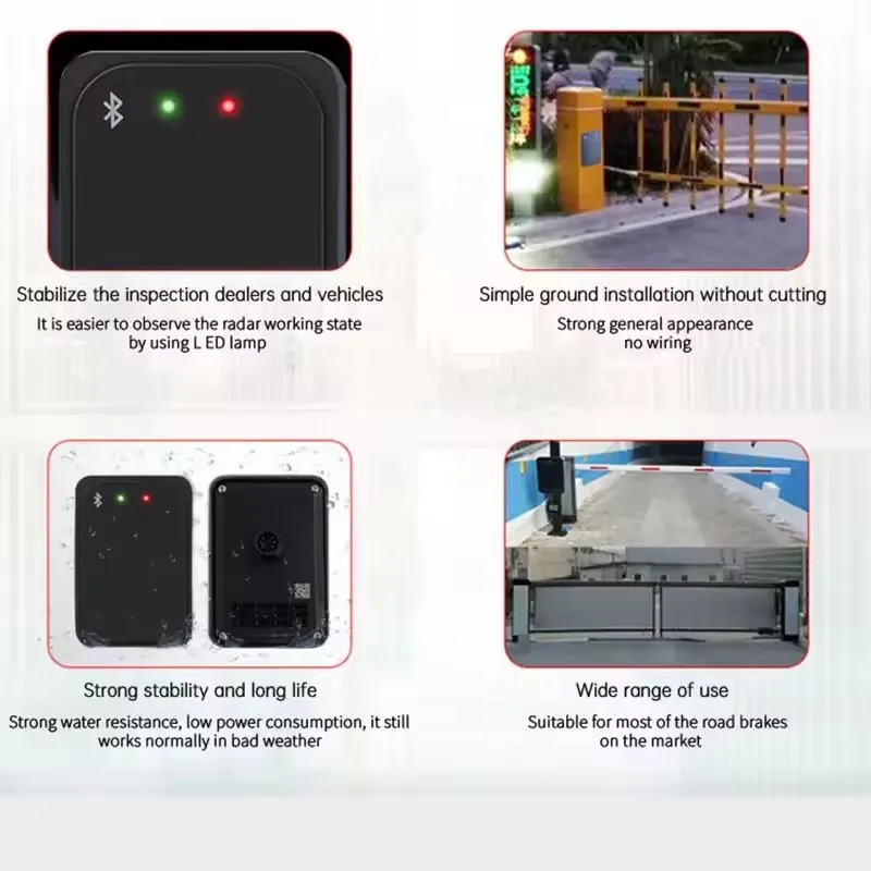 IP67 Waterproof Bluetooth Parking Sensor 1-6M Radar Detection for Boom Barrier Gate Anti-Mashing Loop Vehicle Detection