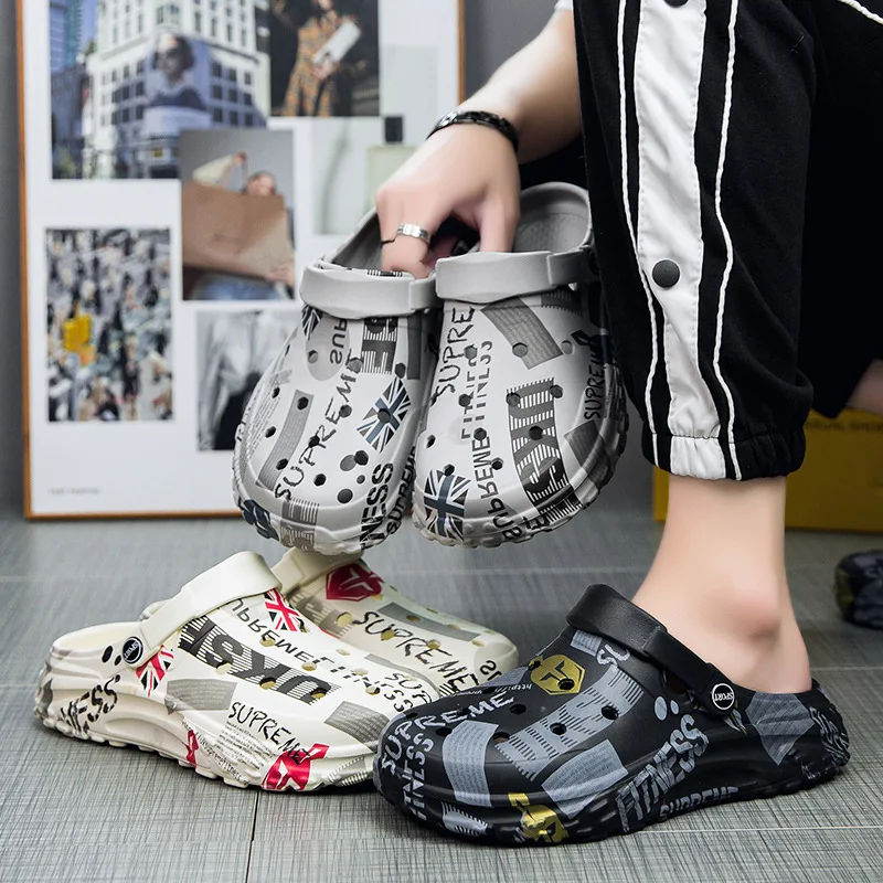 

Original Size Classical Slippers Men's Sandals Summer Thick Bottom Anti-slip Slip-on Flip Flops Camouflage Beach Slides Shoes