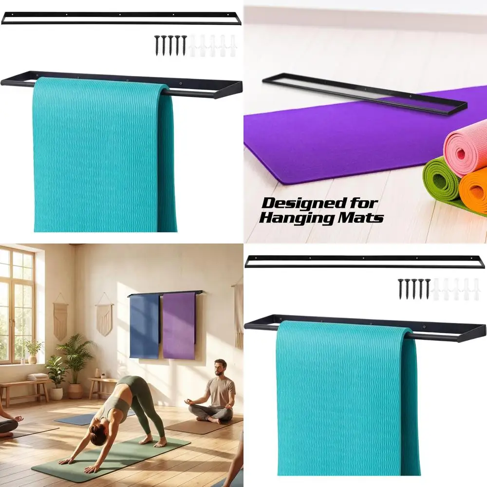 

Двухуровневая настенная стойка для 60 ковриков для йоги — идеально подходит для домашних спортзалов, фитнес-студий и занятий.