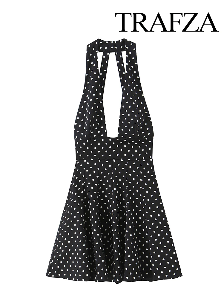 

HH Woman Fashion Sexy Sleeveless Zipper Party Dress Summer Women Elegant Mini Dress Bow Polka Dot Print Design Slim Dress