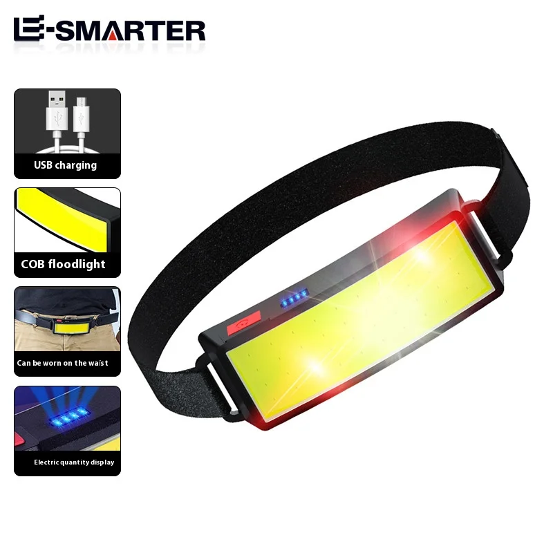 COB LED Super Bright Headlamp Rechargeable 180° Head Lamp Flashlight Outdoor Waterproof Running Fishing Camping Hiking Headlight