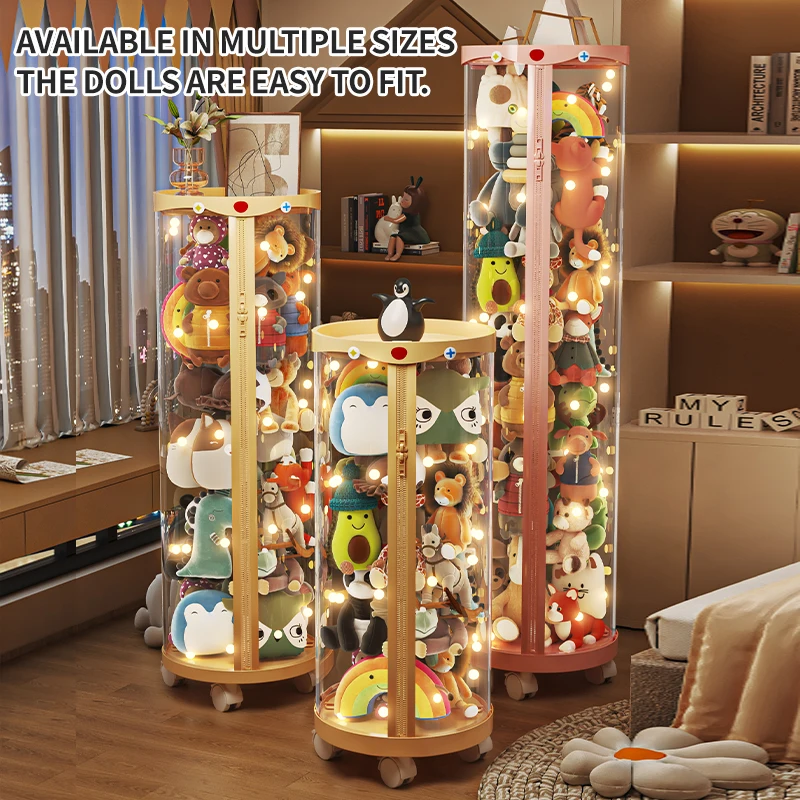 Doll Storage Box Toys Organization Children's Toy Organizer Plush Toy Storage Tub DIY Transparent Plastic Stuffed Storage Barrel