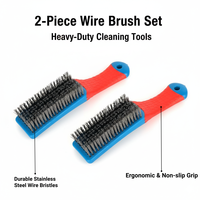 2Pcs Heavy Duty Stainless Steel Wire Brush for Rust & Paint Removal, Cleaning Tool for BBQ Grill, Metal, Industrial Use