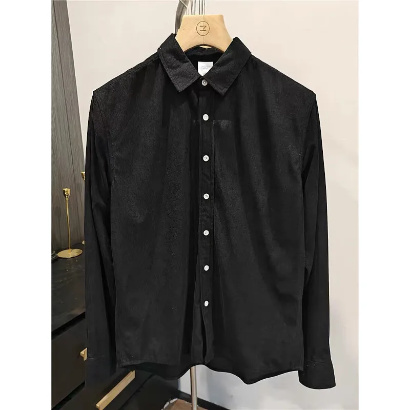 Autumn Winter Solid Color Lapel Shirt Men's Shirt Long Sleeved Loose Casual Shirt Versatile Social Street Shirts Men's Clothing