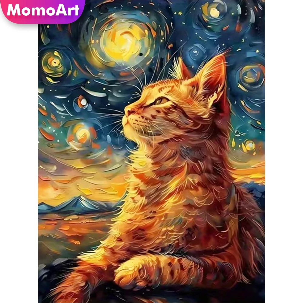 Momoart Diamant-Stickerei Katze Tier-Malerei DIY Bild Strass Diamant-Mosaik Geeignet für Anfänger Einzigartiges Geschenk