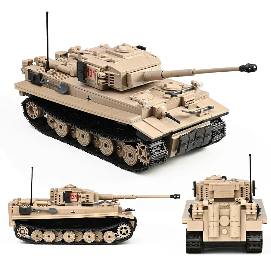 

1018Pcs WW2 Tank Military Tiger 131 Model Building Blocks German Heavy Tank Weapons Construction Bricks Toys Gifts for Kids Boy