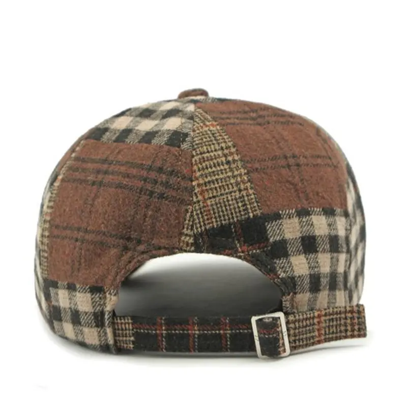 2024 Four Seasons Polyester Plaid Warm Newsboy Caps Flat Peaked Cap Men and Women Painter Beret Hats 122