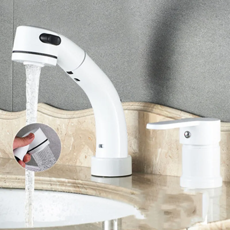 

Pulling faucet can rotate