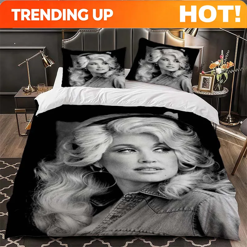 Customize Dolly Parton Themed bedding, Suitable for Beds Measuring 53.15-103.94inch, Includes a Duvet Cover And Two Pillowcases.