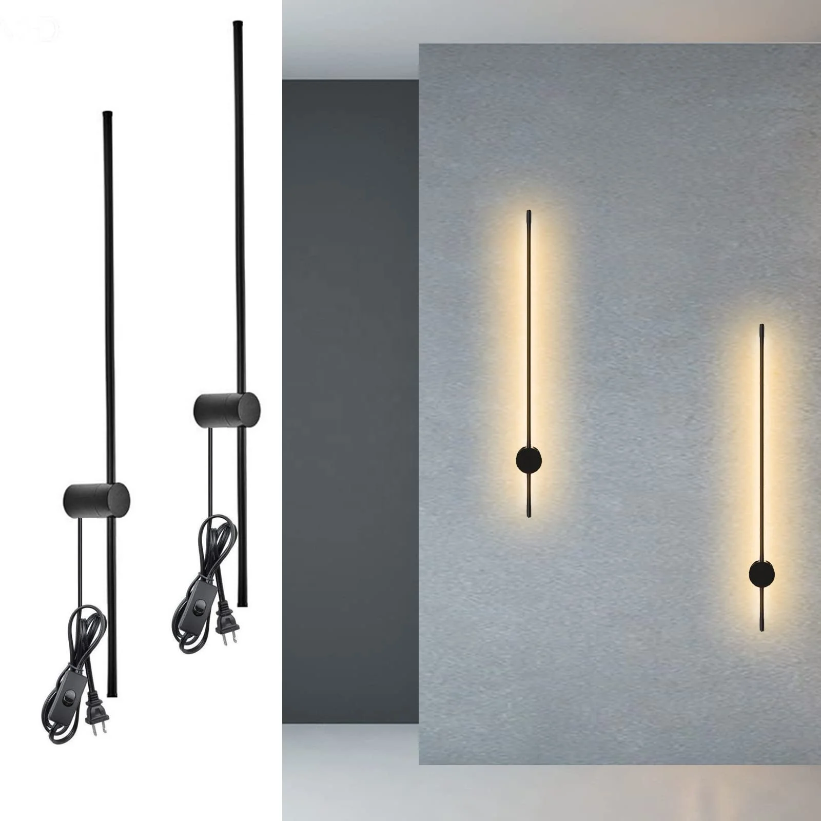 

12W LED Wall Sconces Warm White Wall Lights With Plug in Cord Mounted Lamp for Living Room Bedroom