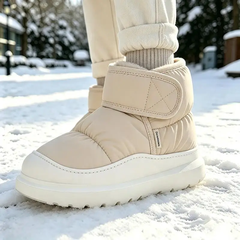 Rutschfeste, dicke Winterstiefel für Damen 2026, Übergrößen, warme Plüsch-Knöchelstiefel, wasserdichte Baumwollschuhe für Paare – Detail 2