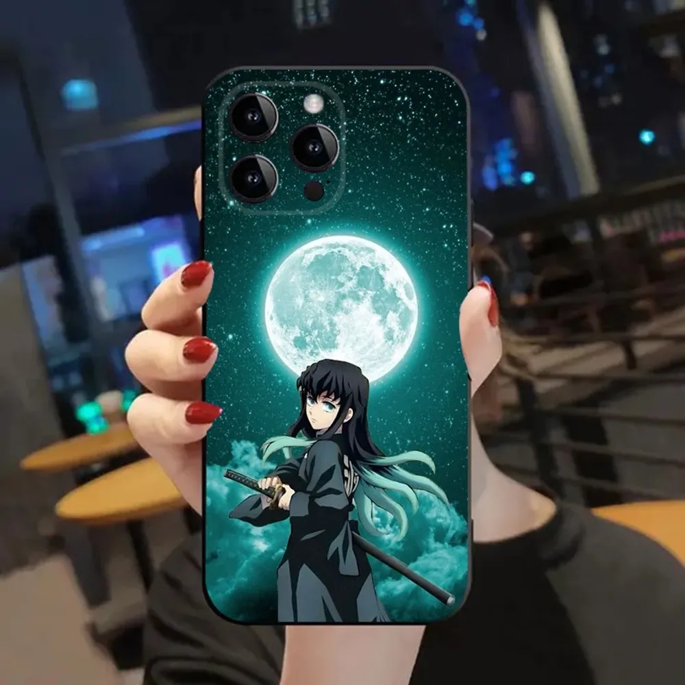 M-Muichiro Tokito Demon Slayer Phone Case For Apple iPhone 15,14,13,12,11,XS,XR,X,8,7,Pro,Max,Plus,mini Silicone Black Cover