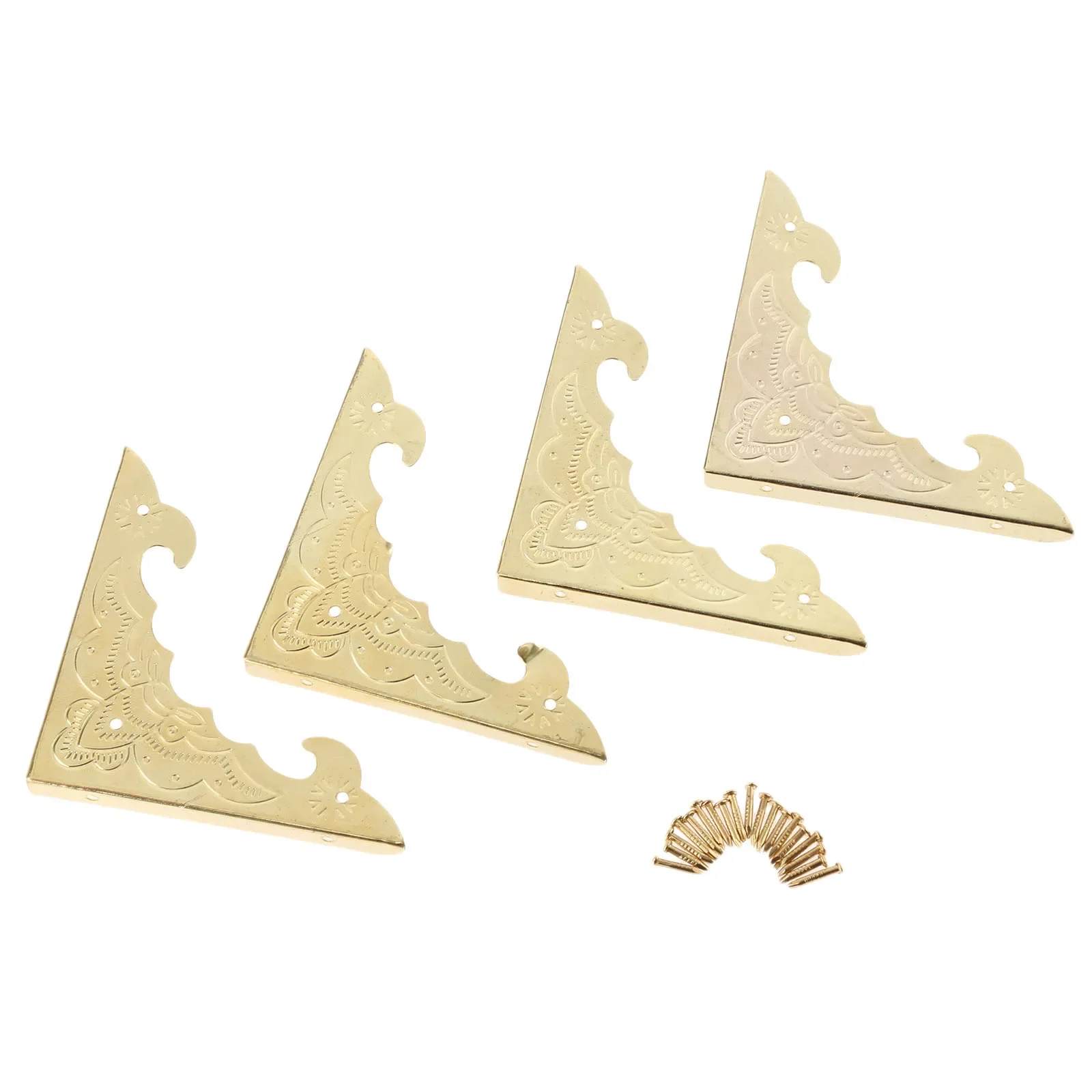 4 stuks antiek brons/goud decoratieve hoekbeugel sieraden houten doos voeten hoekbeschermer bewaker meubelbeslag met spijkers