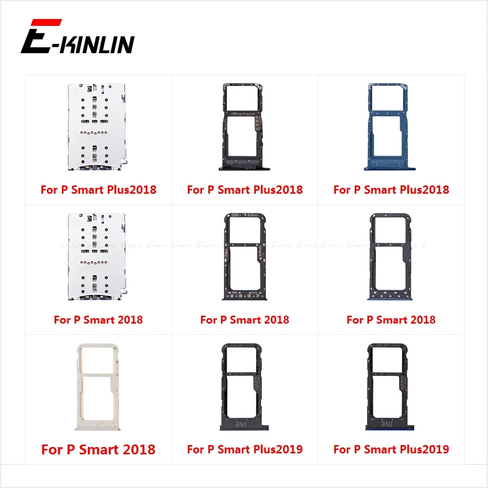 Sim Card Socket Slot Tray Reader Holder Connector Micro SD Adapter Container For HuaWei P Smart Plus 2019 2018 Replacement Parts