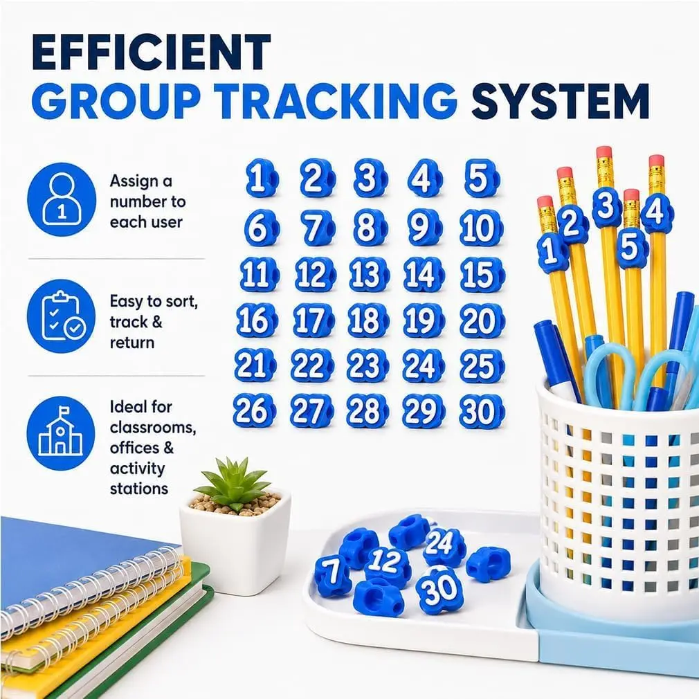 Picture 5: 30/50PCS Numbered Silicone Pencil Toppers Digital Pencil Caps Cute Colorful Pen Top Protector Marking School Stationery Supplies