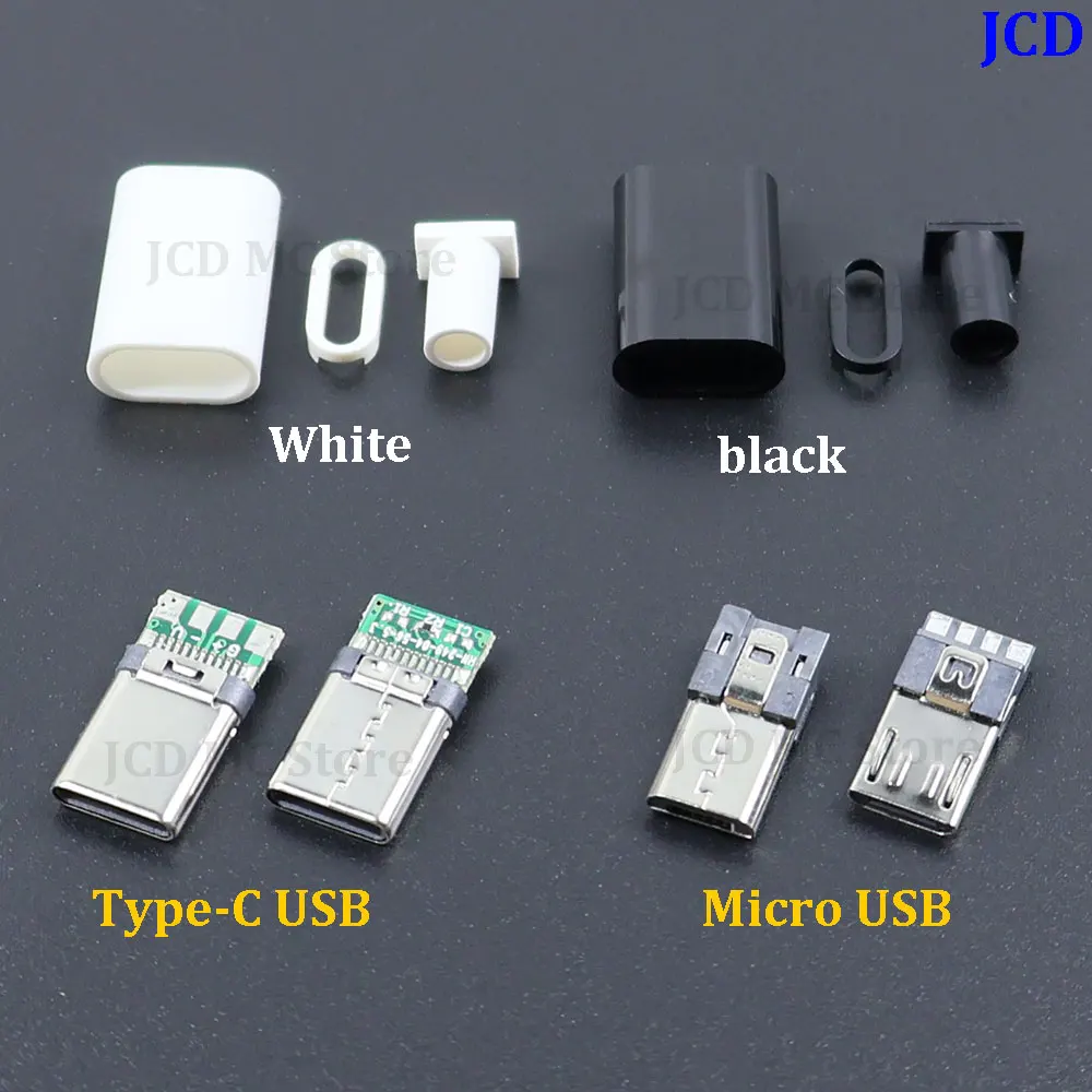 10-50 Sets USB Connector Micro USB/Type C Male Jack DIY High Speed Phone Charging Socket Electric Terminal DIY Assembly Welding