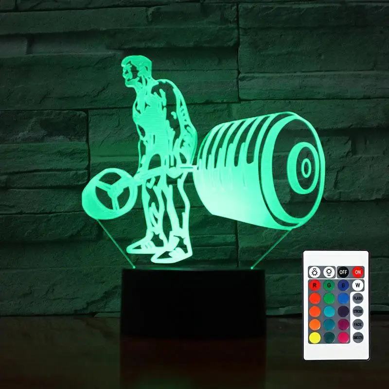 Imagem -06 - Lift Pesos Led Night Light Multicolor Gradiente Lâmpada 3d Luz Ambiente para Mesa Decoração do Quarto Presente para Amigos 3d