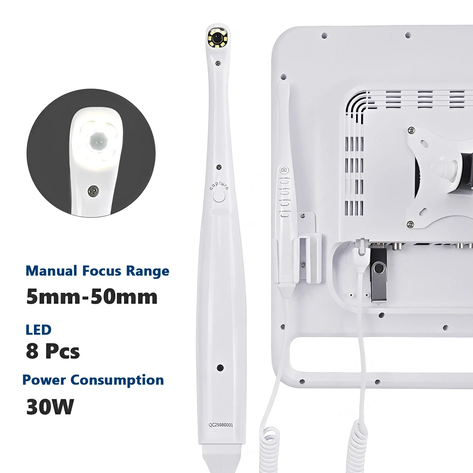Dental Intra Oral Camera 8 LED High-definition macro lens +17inch LCD screen