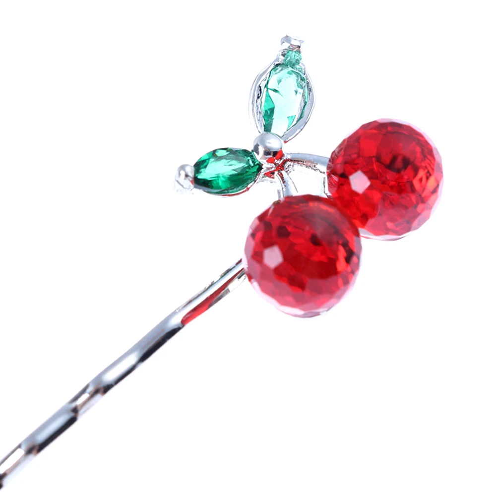 Crystal Cherry Hair Clips Lovely Sweet Hairpins Word Clip Duckbill Clamp Barrette Headdress For Women Girl Hair Accessories