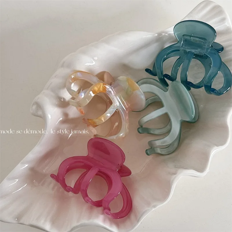 Acetate Pumpkin Pier Medium Size Hair Claw Simple French Style Hair Claw Shark Clip All-Match Updo Clip Hair Accessories