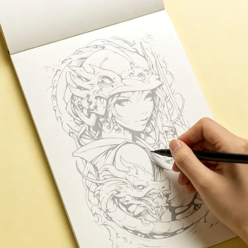 It Is A Zen Inspired Fine Line Drawing Coloring Book and An Adult Stress Relieving Hand Drawn Coloring Book, 24 Pages, Nice Gift