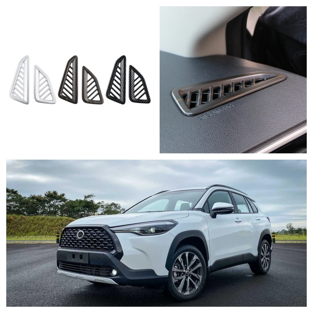 For Toyota Corolla Cross XG10 Hybrid 2021 - 2025 LHD Front AC Outlet Cover Frame Air Conditioning Vent Sticker Trim ABS 2 Pcs