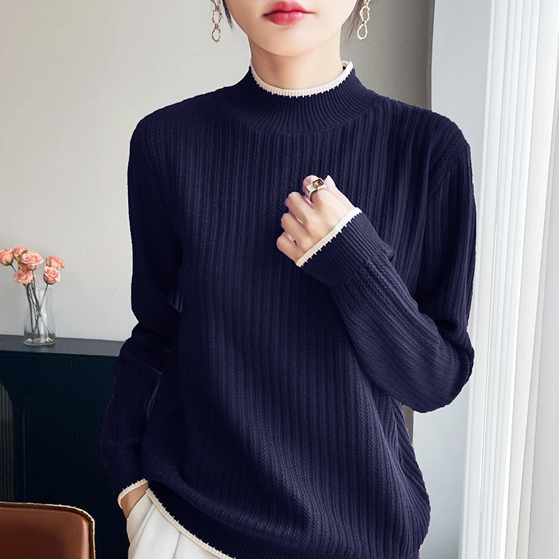2026 Autumn/Winter Women's New Cashmere Hoodie Half High Collar Fashion Cashmere Long Sleeve Trendy Hoodie
