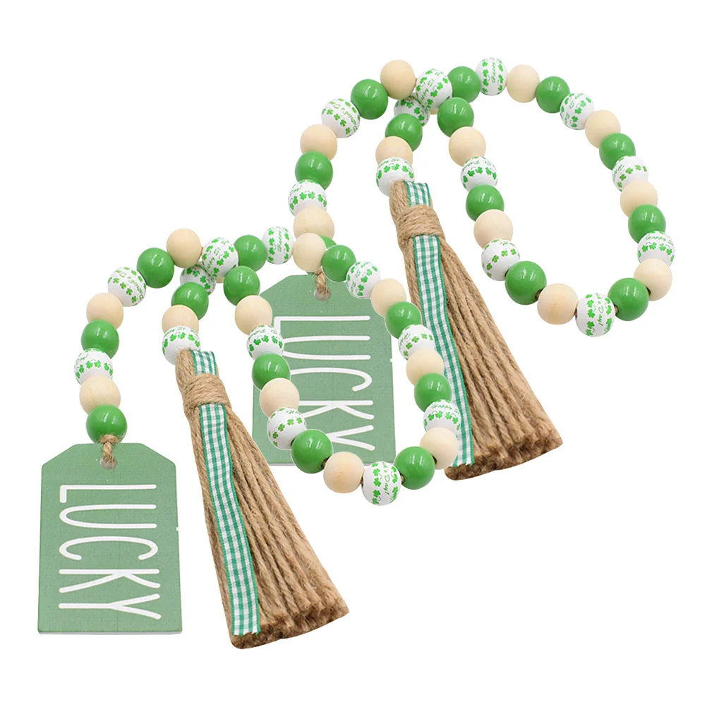 

2pcs Wooden Bead String Wall Hanging Decor Alphabet Beaded Garland Tassel Bohemian Home Party Rustic Wood Bead Hanging Ornament