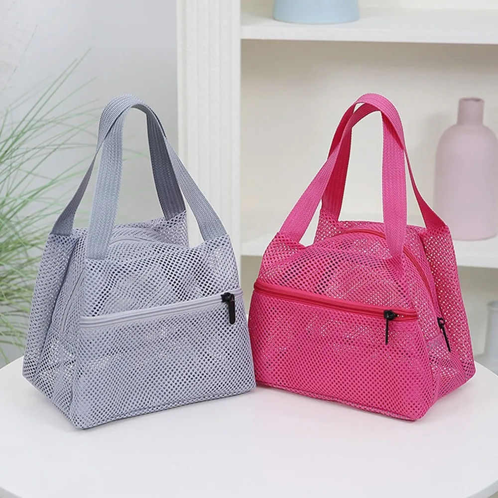Breathable Mesh Mesh Beach Bag Foldable Quick-Drying Makeup Bag Large Capacity Lightweight Handbag