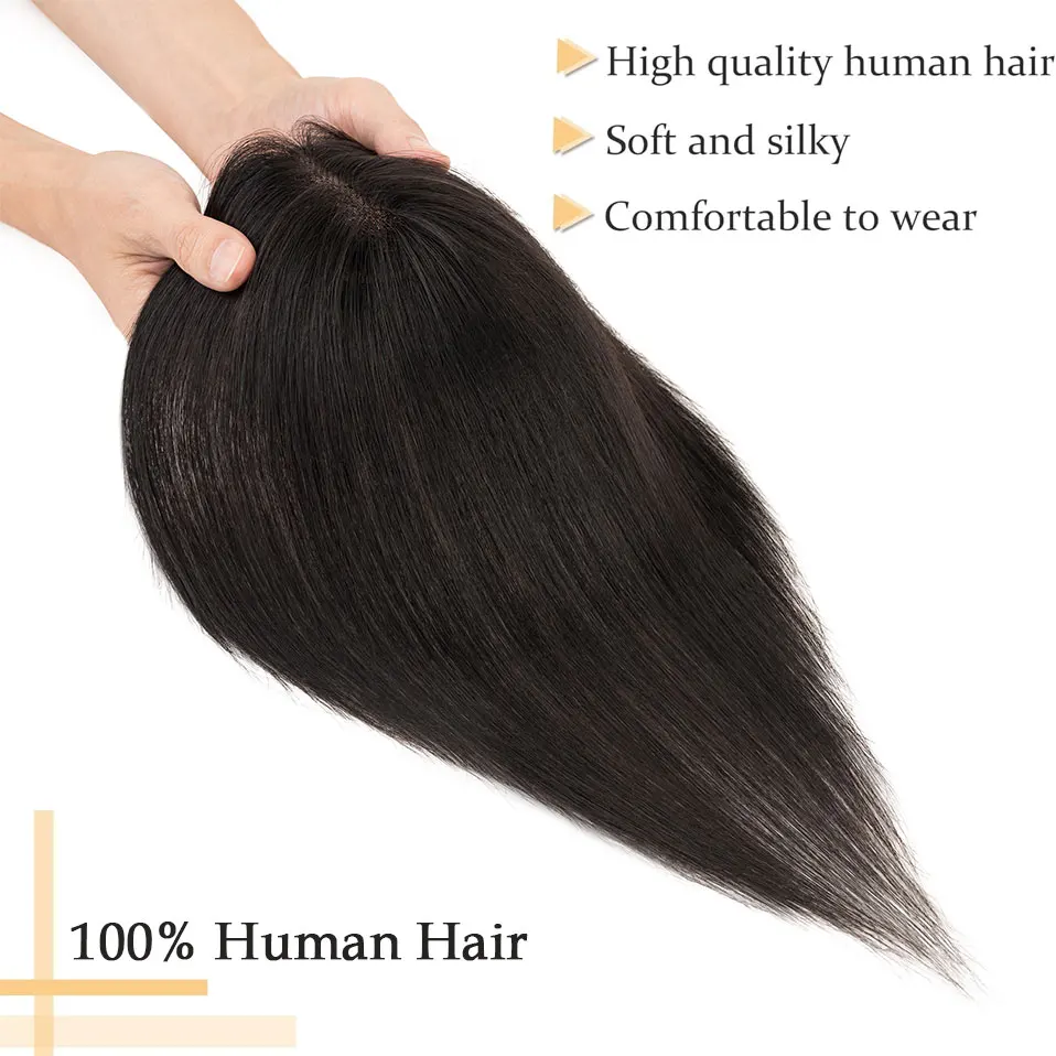 S-noilite الشعر القبعات العالية للنساء شعر بشري حقيقي توبر 10 بوصة ربطة اليد رقيق كليب في أعلى قطع الشعر ثلاثية الأبعاد 360 ° غطاء إضافة حجم #3