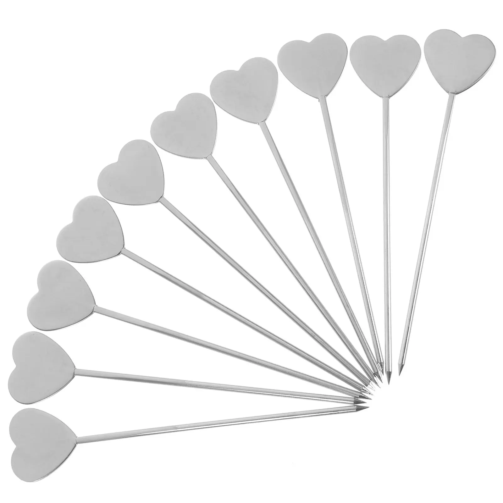 

10Pcs Food Grade 304 Stainless Steel Dessert Picks Cocktail Sticks Fruit Garnish Skewers for Birthday Christmas Housewarming