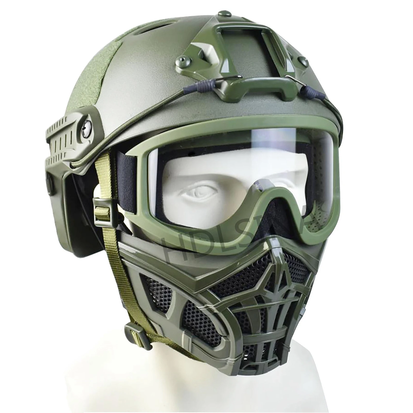 Airsoft Helmet Set,Tactical FAST Helmet with Half Face Protective Masks Impact Resistant Anti-Fog Goggles for Hunting Shooting