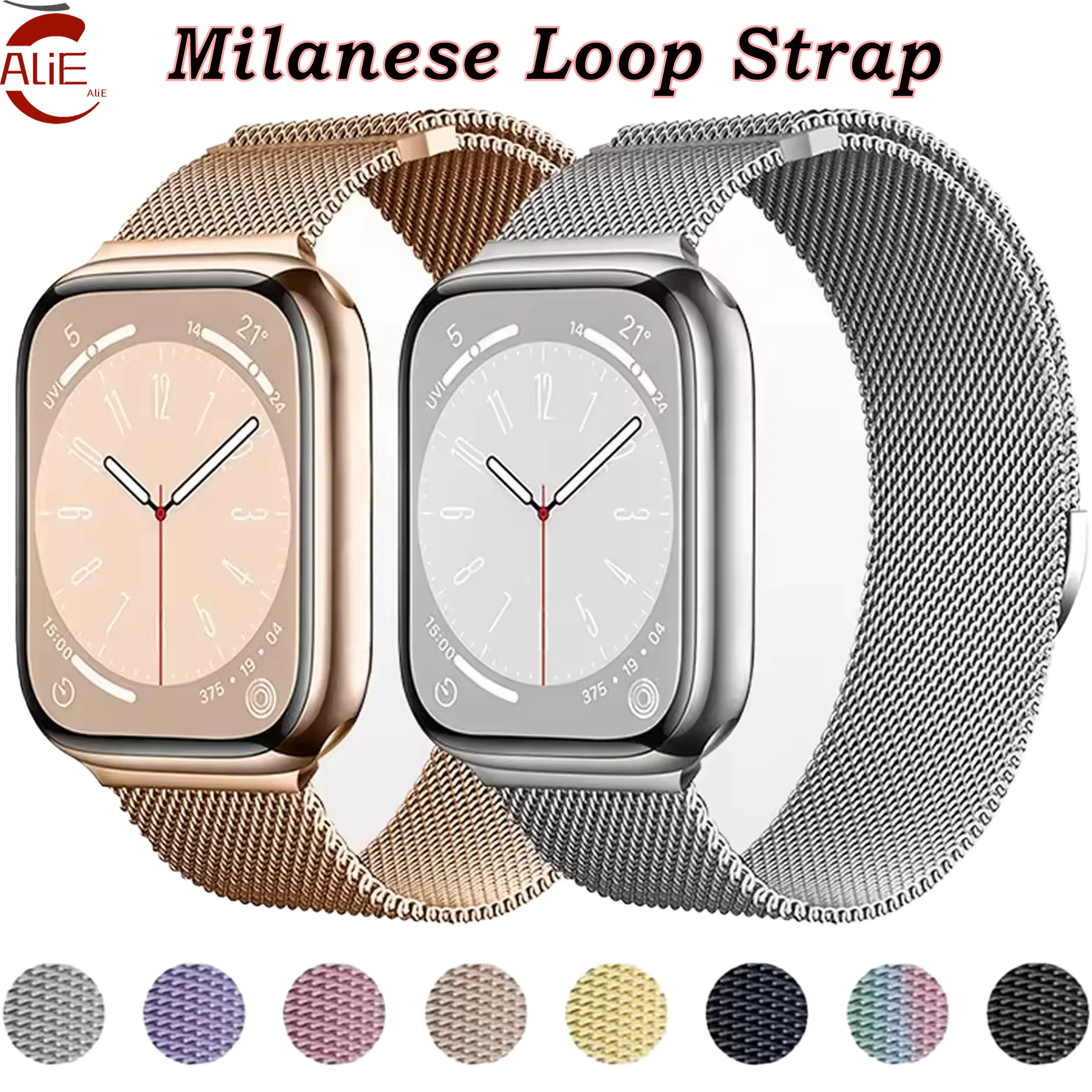 Milanaise-Armband für Apple Watch 46 mm, 42 mm, 45 mm, 44 mm, 49 mm, magnetisches Edelstahlarmband, Iwatch-Serie 11 10 9 8 SE 3 Ultra 2-Bänder