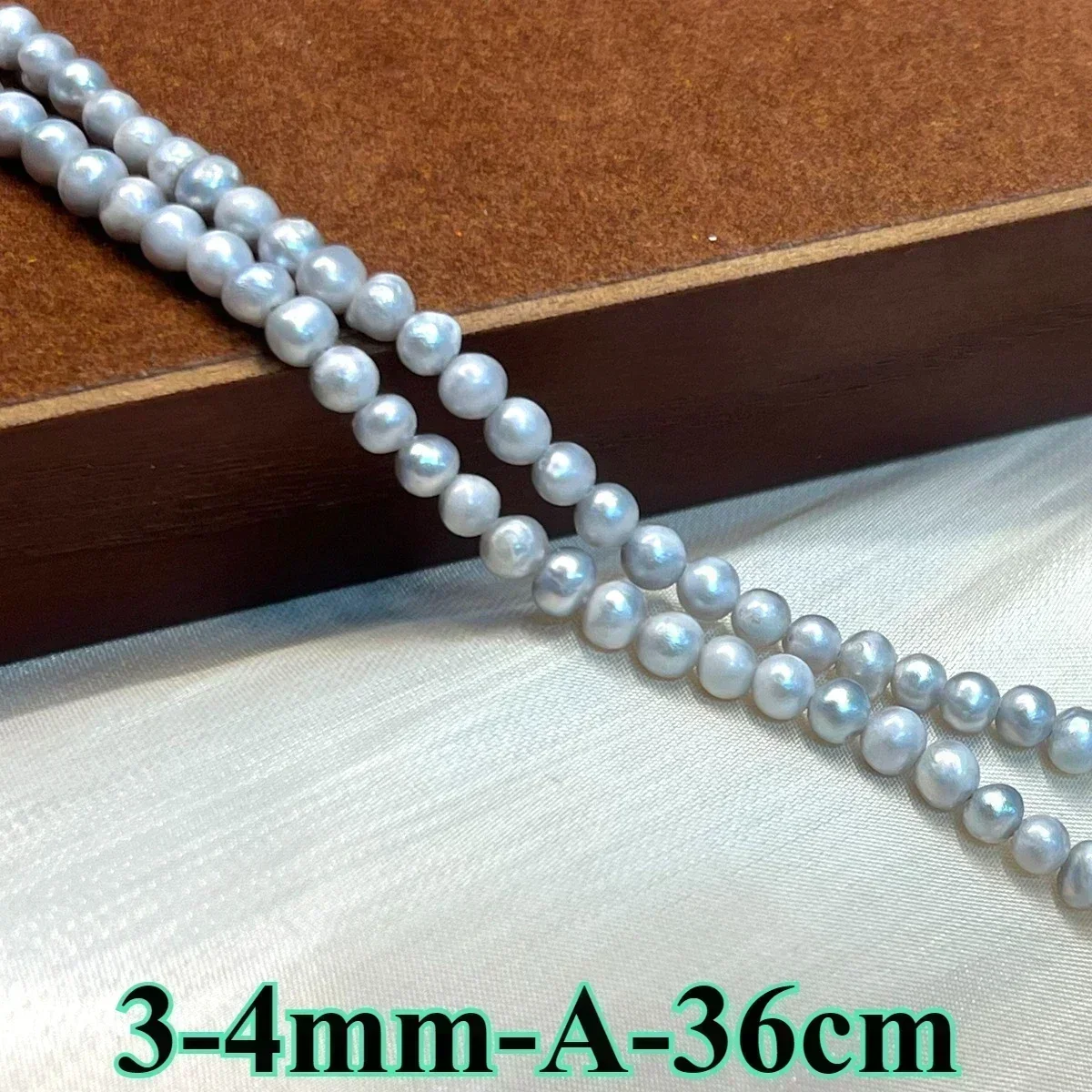 3*4mm EINE Weihnachten Natürliche Süßwasser Perle Runde Grau Spacer Perlen Geschenk Schmuck Machen DIY Halskette Armband frauen Hochzeit