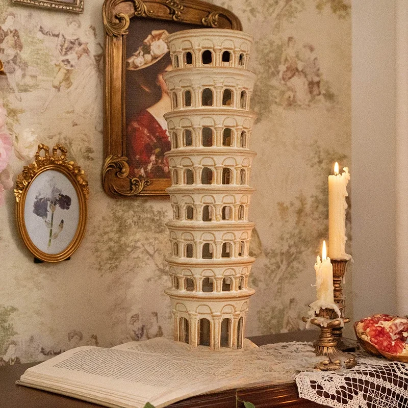 Simple Literature and Art Pisa Leaning Tower Classic Architecture Ceramic Bookcase Ornament Decorative Shoot