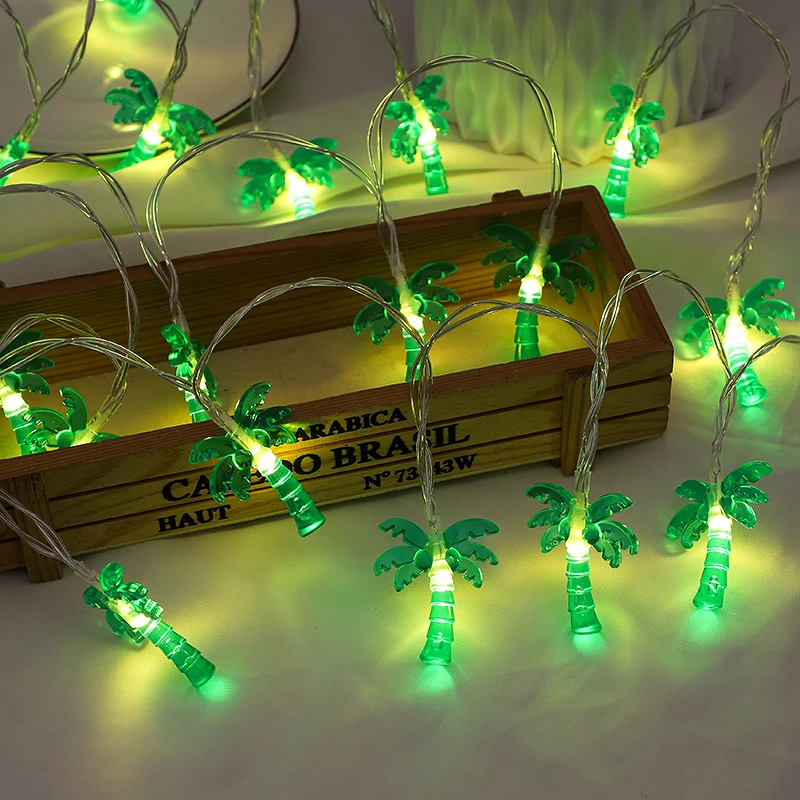 1.5 متر الصيف فلامنغو الأناناس سلسلة أضواء شجرة جوز الهند هاواي LED أضواء الفناء ل الاستوائية هاواي المنزل شاطئ ديكور الحفلات