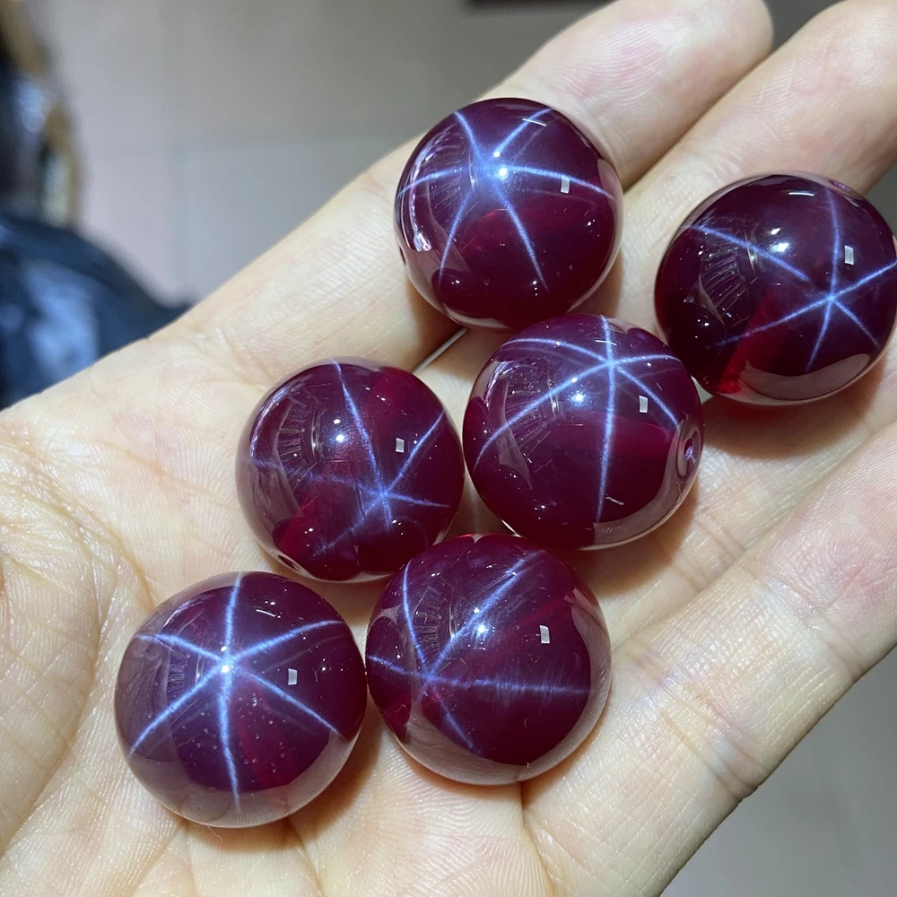 

6mm 8mm 10mm 12mm Round Shape Synthetic Start Ruby Red Gemsotne Loose Beads Bracelet