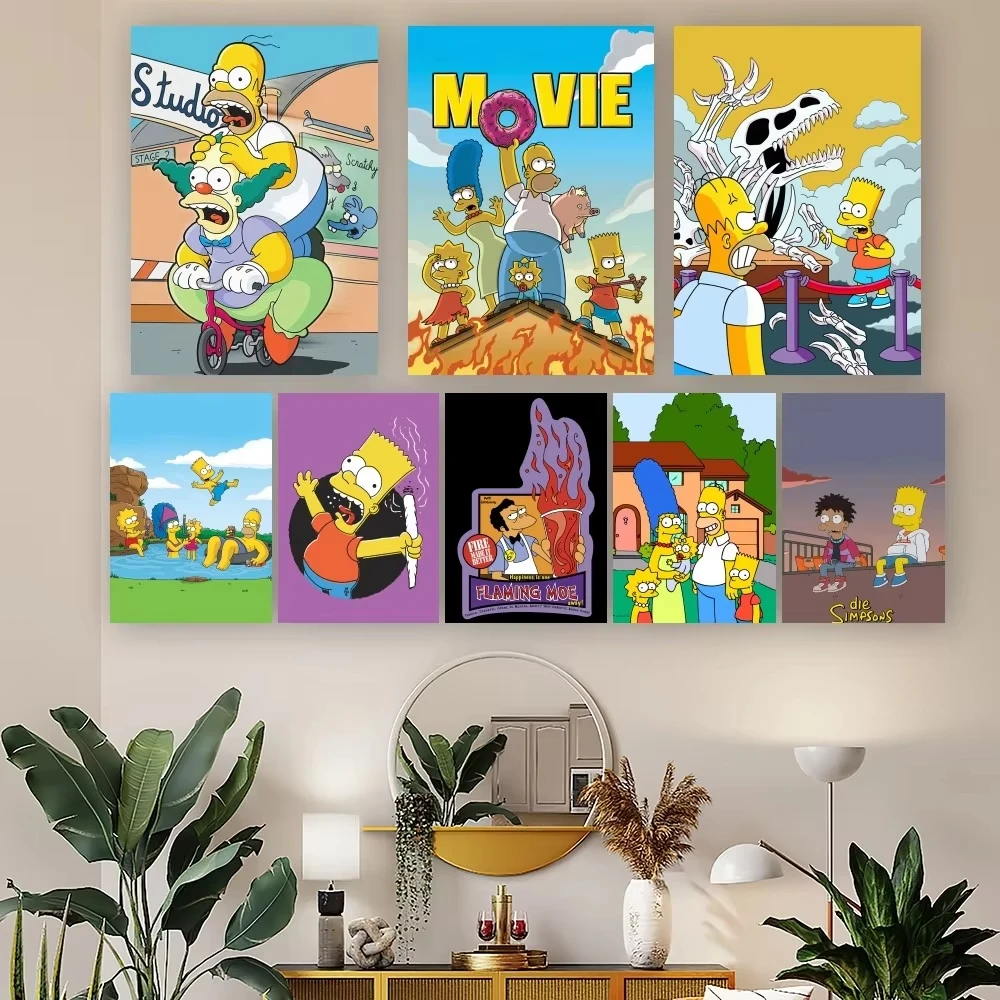 MINISO Disney Cartoon S-Simpsons Homer Poster Canvas Prints Painting Minions Wall Art Pictures Living Room Home Decoration