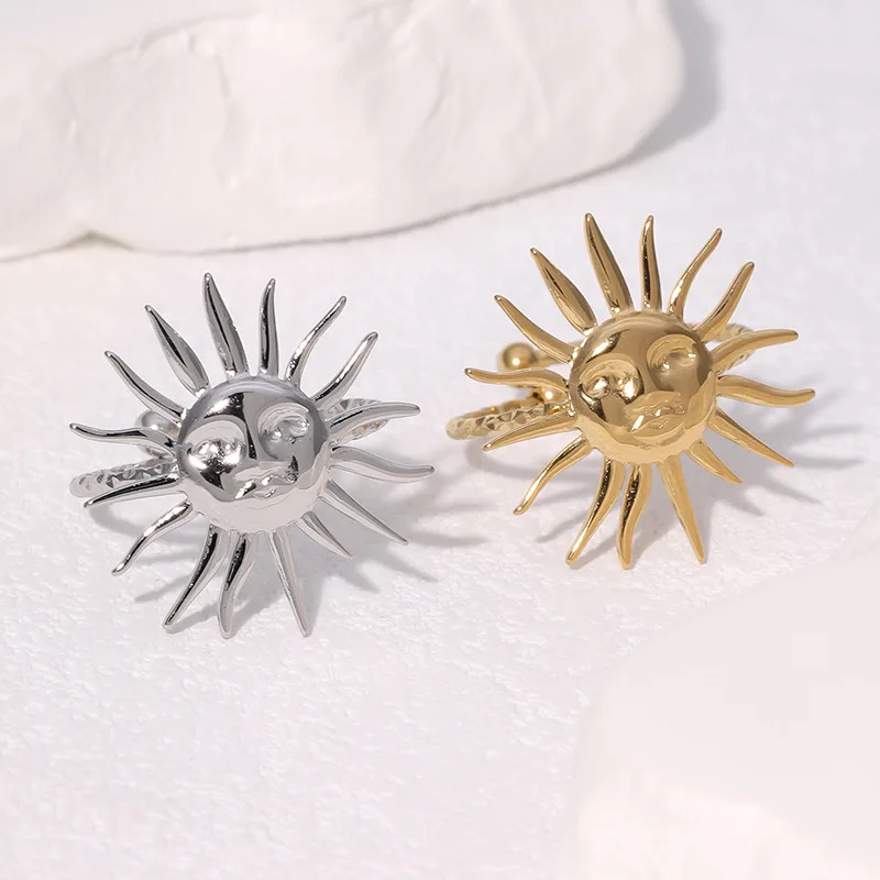 Vintage Sun Ring Couple Accessory Design Senior Sense Of Fashion Stainless Steel Adjustable Opening Rings Fashion Jewelry