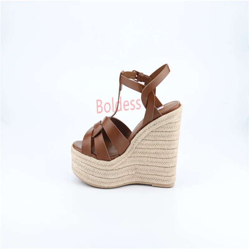 Women High Heel Sandals Shoes Cross Strap 14cm Heel Platform Stiletto Summer Ankle Strap Shoes Plus Size