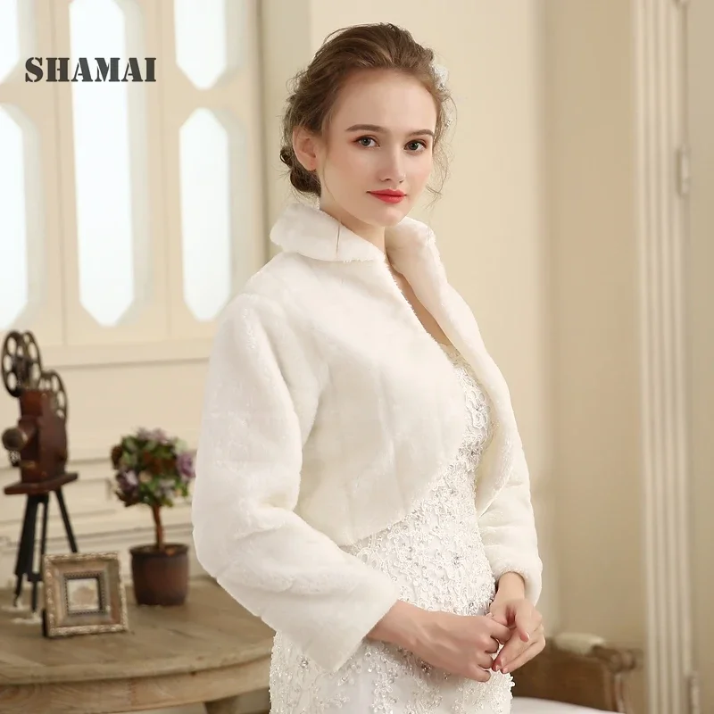 Customized Shawl Wedding Wrap Formal Dress Cheongsam Pregnantwith Married Outerwear Bride Cape Ivory White Autumn Winter Jacket