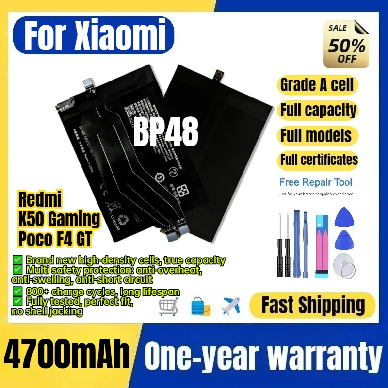BP48 for Xiaomi Redmi K50 Gaming/Poco F4 GT Phone Battery 0 Cycle High Capacity Battery Replacement Bateria Grade A Cell   Tools