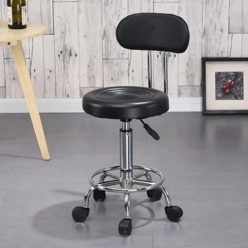 

Height Adjustable High Backrest Bar Stool Rolling Swivel Round Makeup Chair Furniture