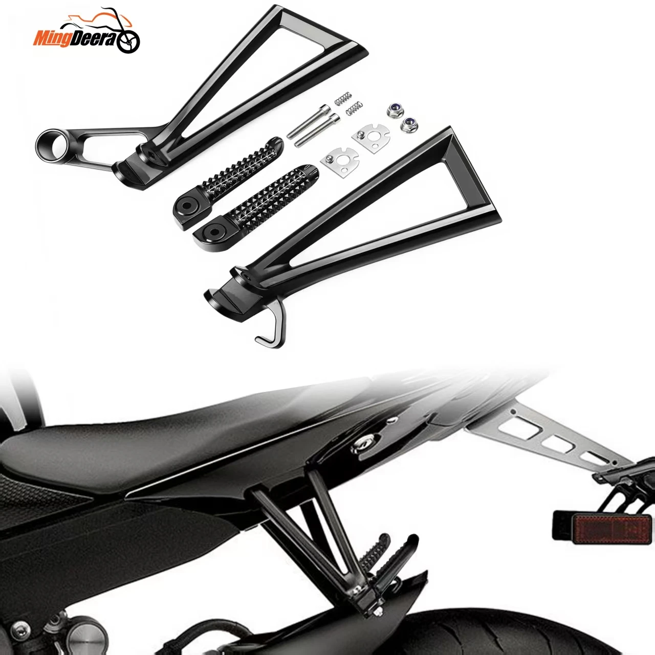 Motorcycle Rear Footpeg For Yamaha YZF R6 2003-2005 R6S 2006-2009 Passenger Foot Rest Pedal Silver Glossy Black Matte Black Part
